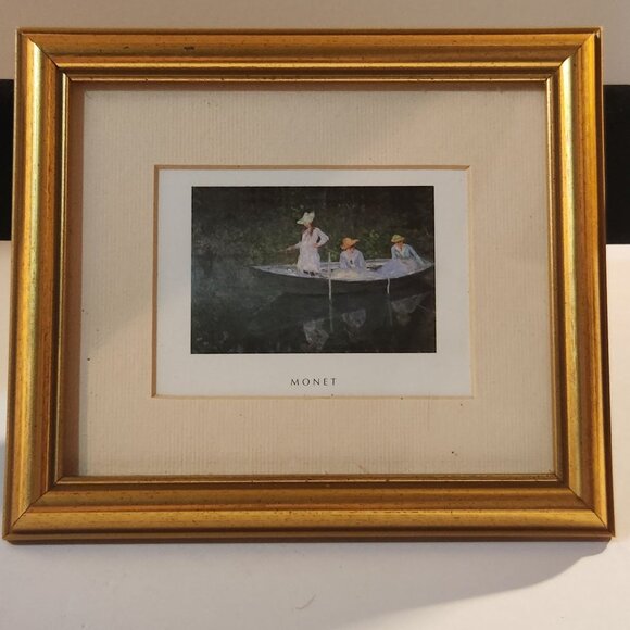 Vtg Claude Monet The Boat at Giverny Terrace at St Adresse Art Print Framed SET - Picture 2 of 9